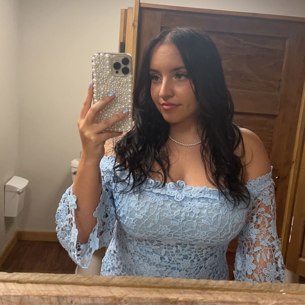 Light blue lace dress double lined
